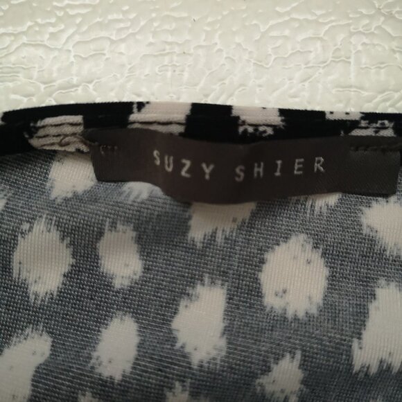 2 / $30.00 -Suzy Shier Cap Sleeve Ladies Size Medium Black & White Pattern Dress - Picture 5 of 7